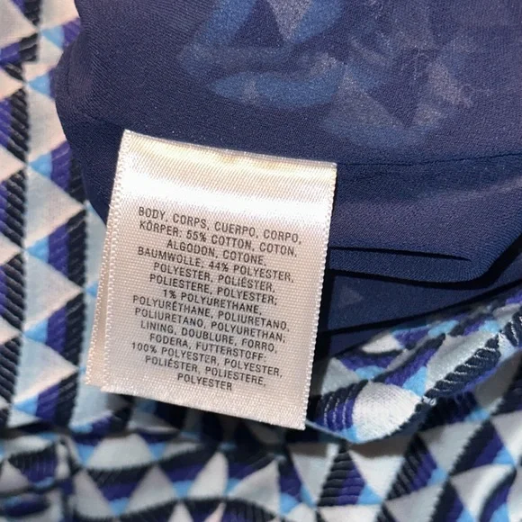 Anthropologie Blue and White Geometric Blouse - Picture 10 of 10